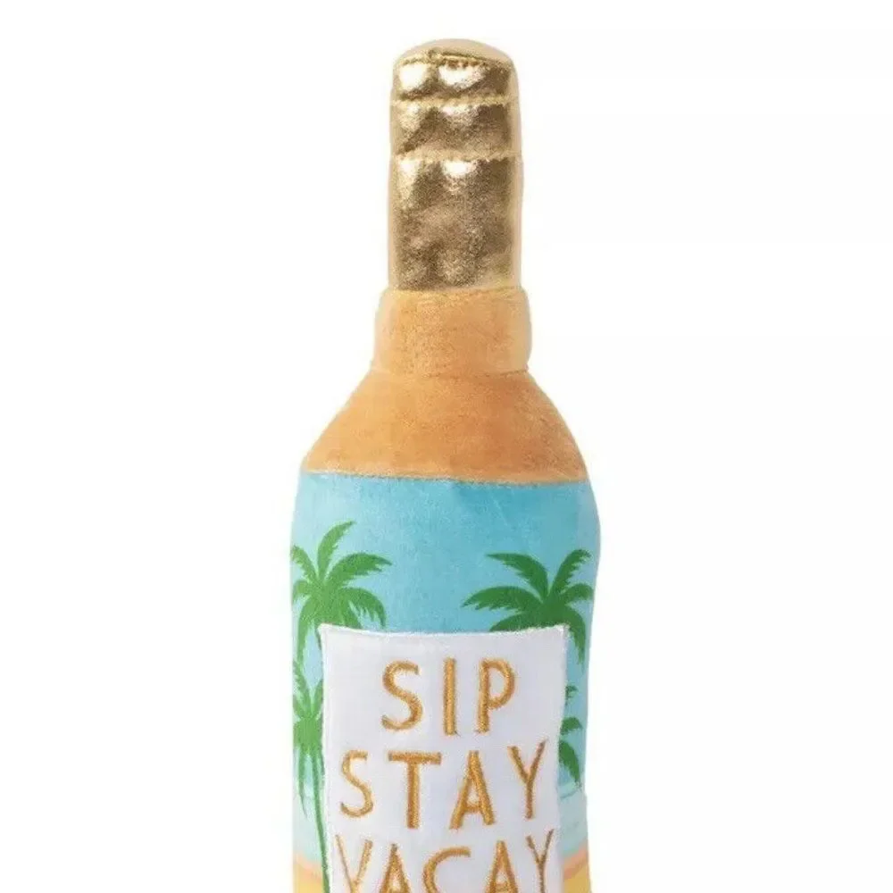 Fringe Studio Plush Dog Toy Bottle Liquor Sip Stay Vacay Squeaker NWT See photos